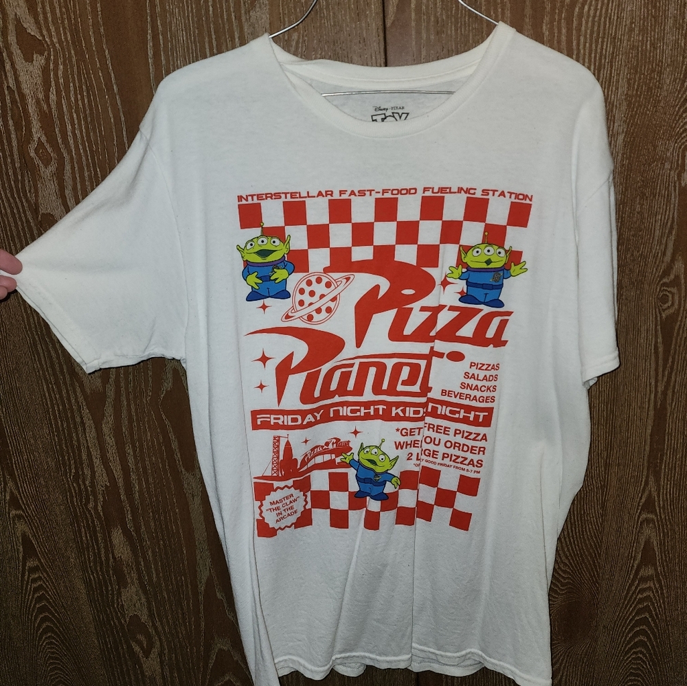 White Toy Story Nostalgia Graphic T-shirt (Pizza Planet)